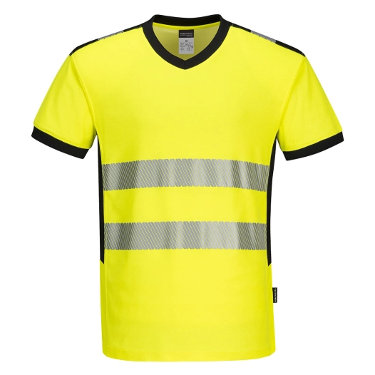 T-shirt col V PW3 Hi-Vis couleur : Jaune/Noir taille 4XL - PORTWEST