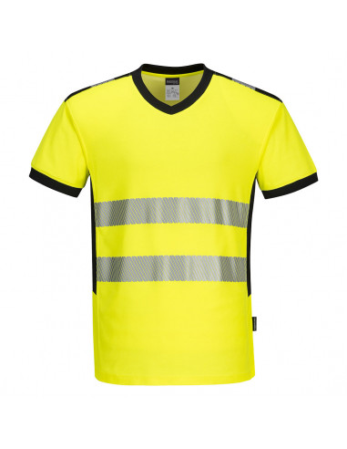 T-shirt col V PW3 Hi-Vis couleur : Jaune/Noir taille M - PORTWEST