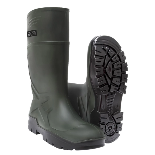 Bottes PU Wellington sans sécurité O4 CI FO couleur : Vert taille 44 - PORTWEST