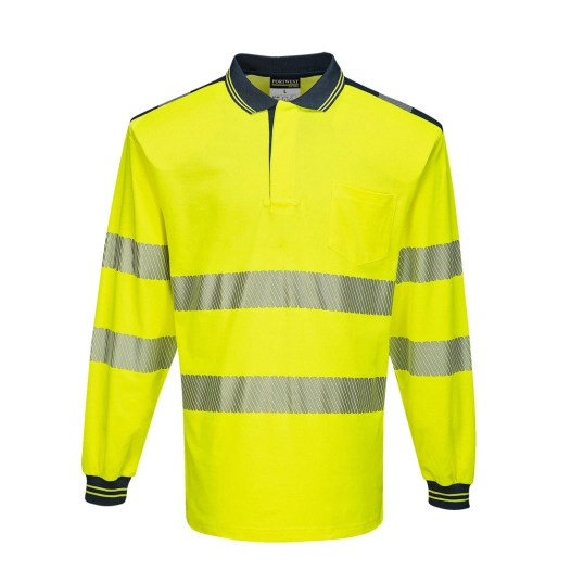PW3 Polo Haute Visibilité ML couleur : Jaune/Marine taille 4XL - PORTWEST