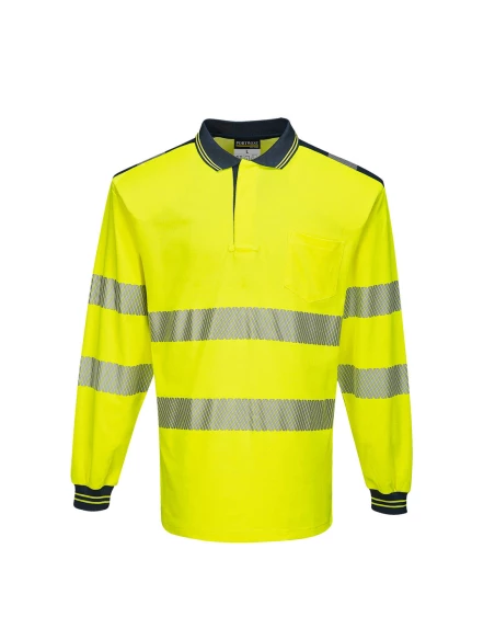 PW3 Polo Haute Visibilité ML couleur : Jaune/Marine taille L - PORTWEST