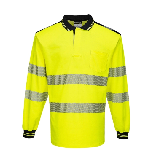 PW3 Polo Haute Visibilité ML couleur : Jaune/Noir taille 4XL - PORTWEST