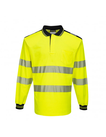 PW3 Polo Haute Visibilité ML couleur : Jaune/Noir taille XXL - PORTWEST