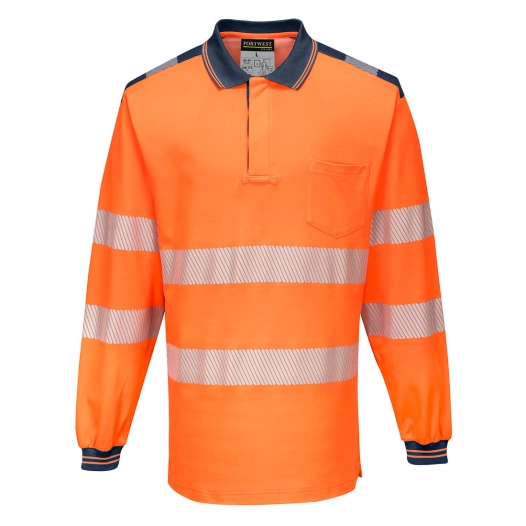 PW3 Polo Haute Visibilité ML couleur : Orange/Marine taille 5XL - PORTWEST