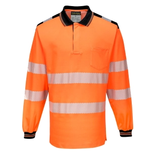 PW3 Polo Haute Visibilité ML couleur : Orange/Noir taille XXXL - PORTWEST