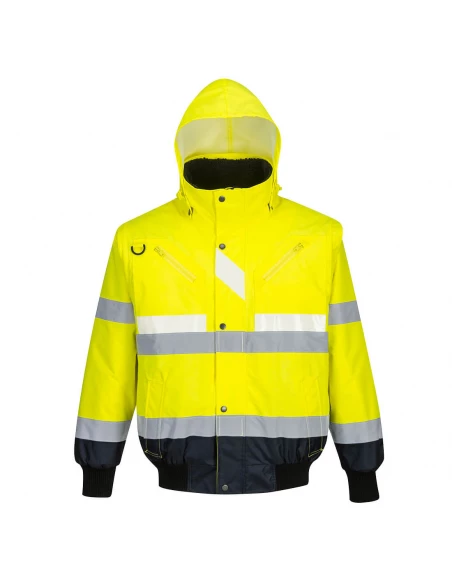 Blouson 3-en-1 Glowtex couleur : Jaune/Marine taille S - PORTWEST