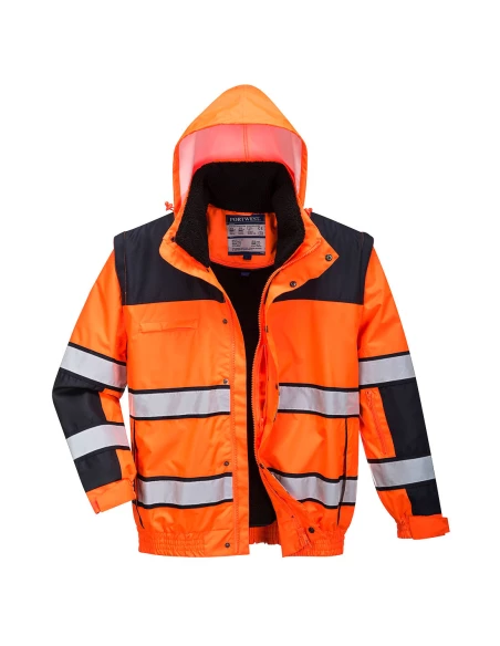 Blouson HiVis 3 en 1 couleur : Orange/Noir taille 4XL - PORTWEST