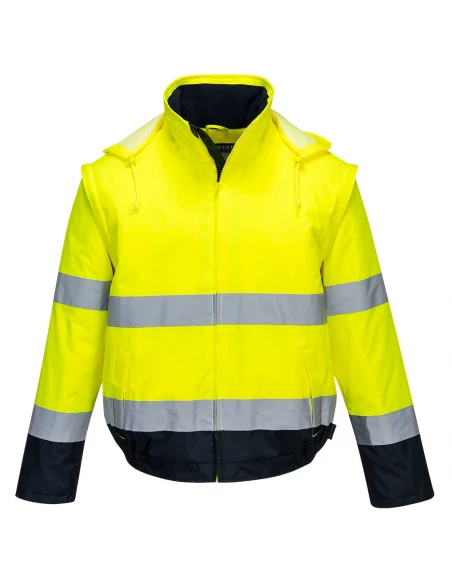 Blouson HV 2-en-1 HV doublé polaire couleur : Jaune/Marine taille L - PORTWEST