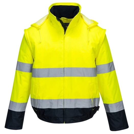 Blouson HV 2-en-1 HV doublé polaire couleur : Jaune/Marine taille M - PORTWEST