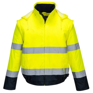 Blouson HV 2-en-1 HV doublé polaire couleur : Jaune/Marine taille S - PORTWEST
