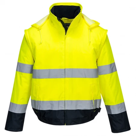 Blouson HV 2-en-1 HV doublé polaire couleur : Jaune/Marine taille XL - PORTWEST
