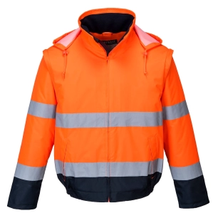Blouson HV 2-en-1 HV doublé polaire couleur : Orange/Marine taille M - PORTWEST