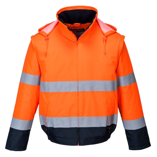 Blouson HV 2-en-1 HV doublé polaire couleur : Orange/Marine taille S - PORTWEST