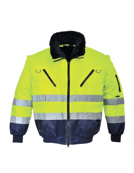 Blouson pilote 3 en 1 haute visibilité couleur : Jaune/Marine taille M - PORTWEST