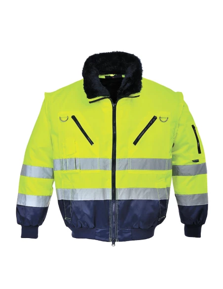 Blouson pilote 3 en 1 haute visibilité couleur : Jaune/Marine taille XL - PORTWEST