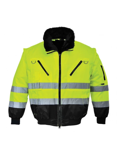 Blouson pilote 3 en 1 haute visibilité couleur : Jaune/Noir taille L - PORTWEST