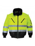 Blouson pilote 3 en 1 haute visibilité couleur : Jaune/Noir taille M - PORTWEST