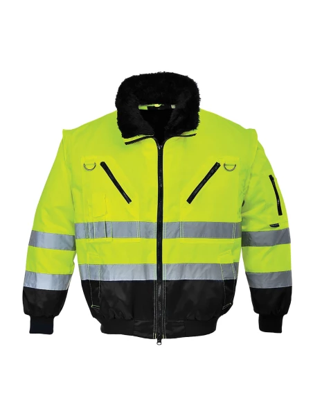 Blouson pilote 3 en 1 haute visibilité couleur : Jaune/Noir taille S - PORTWEST