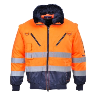 Blouson pilote 3 en 1 haute visibilité couleur : Orange/Marine taille 4XL - PORTWEST