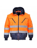 Blouson pilote 3 en 1 haute visibilité couleur : Orange/Marine taille L - PORTWEST