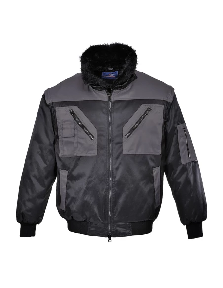 Blouson pilote bicolore couleur : Noir/Gris taille M - PORTWEST