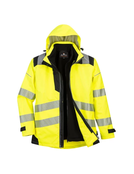 Blouson PW3 3-en-1 haute visibilité couleur : Jaune/Noir taille 4XL - PORTWEST
