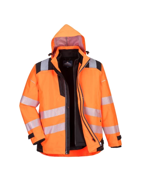 Blouson PW3 3-en-1 haute visibilité couleur : Orange/Noir taille M - PORTWEST