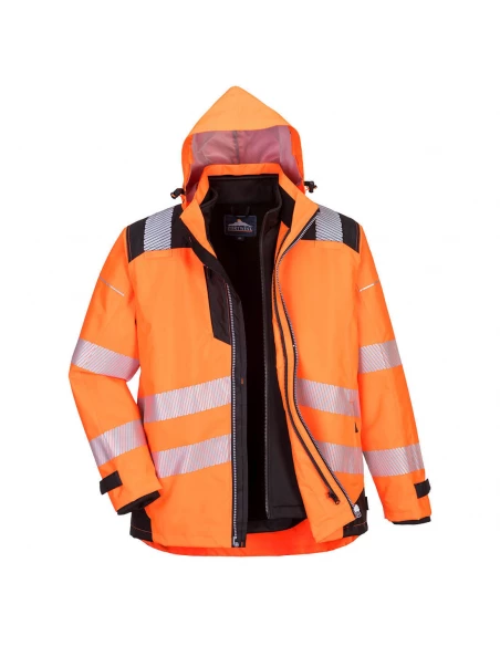 Blouson PW3 3-en-1 haute visibilité couleur : Orange/Noir taille XL - PORTWEST