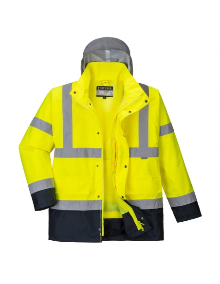 Parka Hi-Vis bicolore contrastée Trafic 4 en 1 couleur : Jaune/Marine taille M - PORTWEST