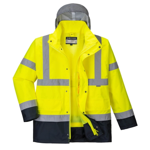 Parka Hi-Vis bicolore contrastée Trafic 4 en 1 couleur : Jaune/Marine taille XXXL - PORTWEST