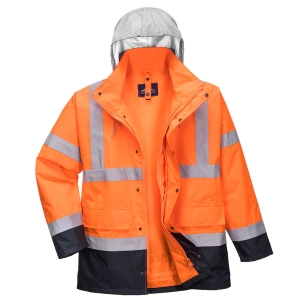 Parka Hi-Vis bicolore contrastée Trafic 4 en 1 couleur : Orange/Marine taille M - PORTWEST