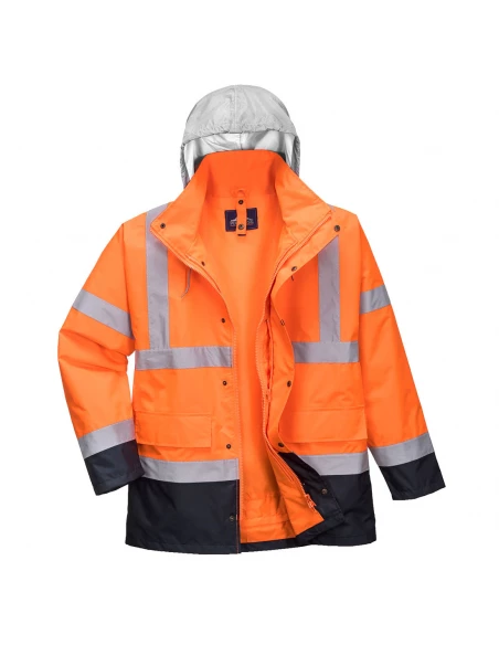 Parka Hi-Vis bicolore contrastée Trafic 4 en 1 couleur : Orange/Marine taille S - PORTWEST