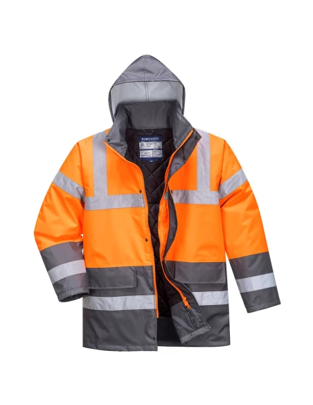 Parka HV Bicolore couleur : Orange/Gris taille S - PORTWEST