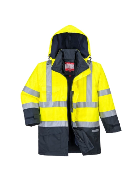 Parka HV Bizflame Rain Multi-risques couleur : Jaune/Marine taille S - PORTWEST