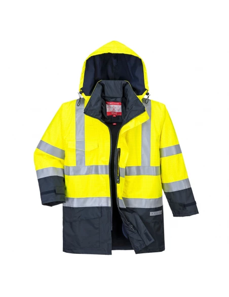 Parka HV Bizflame Rain Multi-risques couleur : Jaune/Marine taille XXL - PORTWEST