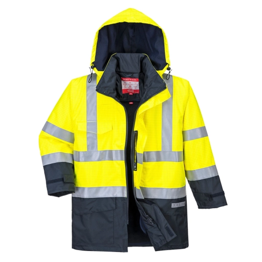 Parka HV Bizflame Rain Multi-risques couleur : Jaune/Marine taille XXXL - PORTWEST