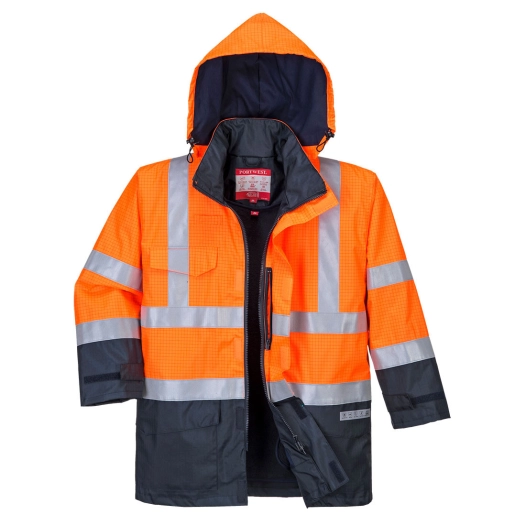 Parka HV Bizflame Rain Multi-risques couleur : Orange/Marine taille XL - PORTWEST