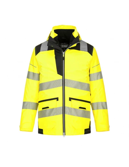 Parka PW3 Hi-Vis 5-en-1 couleur : Jaune/Noir taille 4XL - PORTWEST