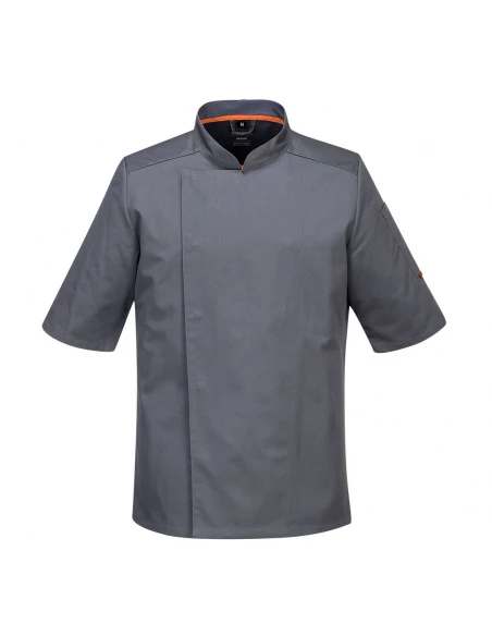 Veste de cuisinier Maille Pro S/S couleur : Gris Ardoise taille L - PORTWEST