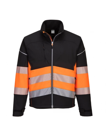 Veste Softshell PW3 Haute Visibilité Classe 1 couleur : Noir/Orange taille XL - PORTWEST