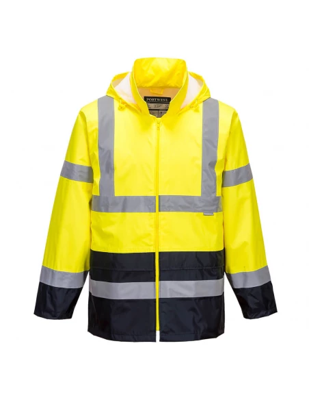 Veste de pluie Hi-Vis bicolore couleur : Jaune/Marine taille L - PORTWEST