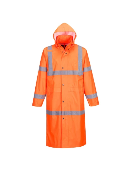 Manteau de pluie HiVis 122cm couleur : Orange taille L - PORTWEST
