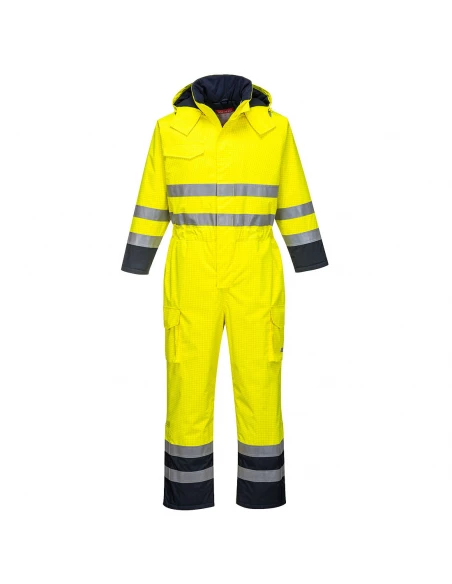 Combinaison de pluie Hi-Vis Bizflame couleur : Jaune/Marine taille M - PORTWEST