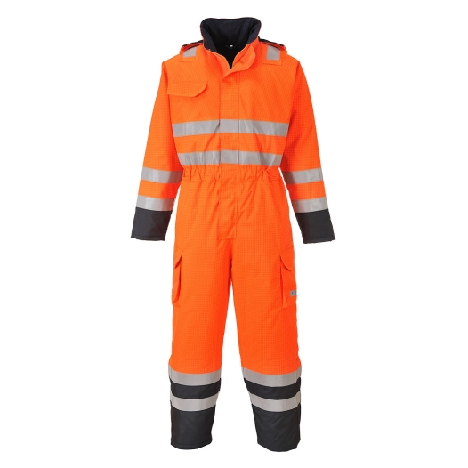 Combinaison de pluie Hi-Vis Bizflame couleur : Orange/Marine taille S - PORTWEST