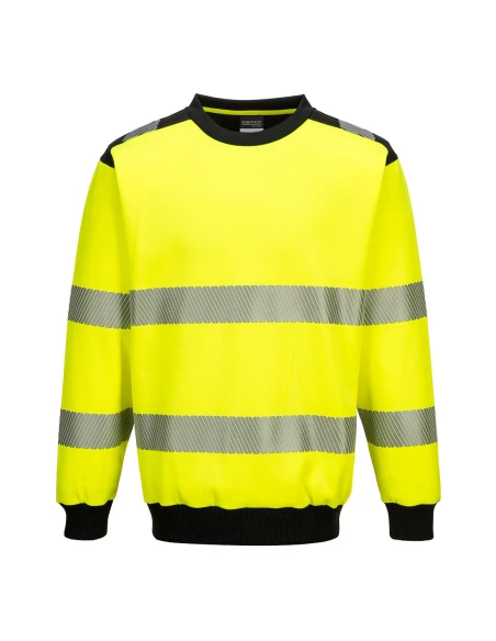 Sweat à col rond PW3 haute-visibilité couleur : Jaune/Noir taille M - PORTWEST