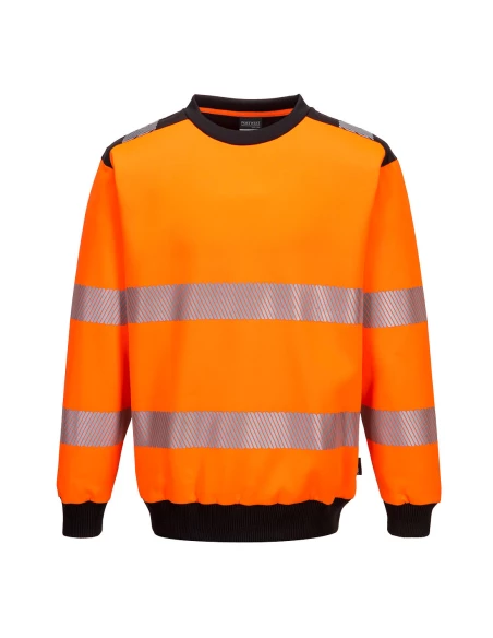 Sweat à col rond PW3 haute-visibilité couleur : Orange/Noir taille XXL - PORTWEST