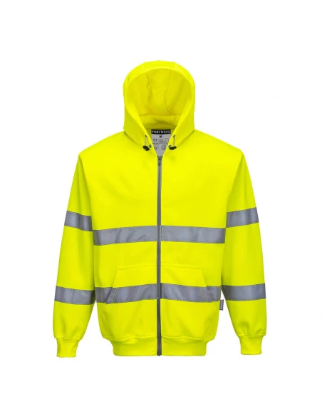 Sweat zip HiVis à capuche couleur : Jaune taille 4XL - PORTWEST