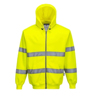 Sweat zip HiVis à capuche couleur : Jaune taille XXXL - PORTWEST