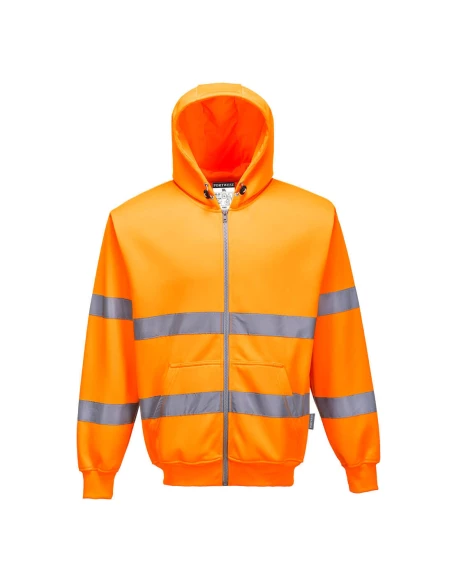 Sweat zip HiVis à capuche couleur : Orange taille 4XL - PORTWEST