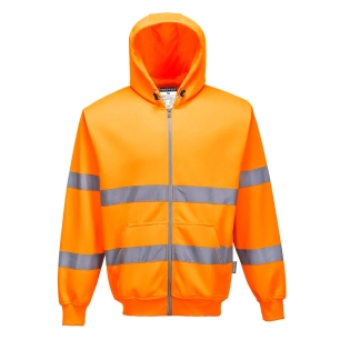 Sweat zip HiVis à capuche couleur : Orange taille L - PORTWEST